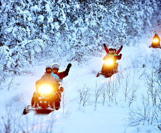 swedish lapland snowmobile forest tour lulea