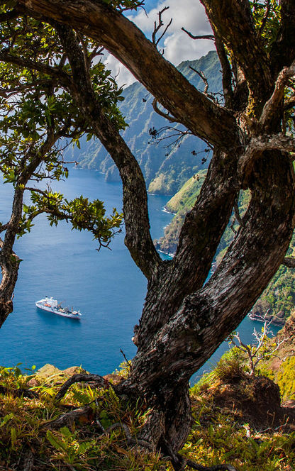 french polynesia marquesas ship in bay aranc