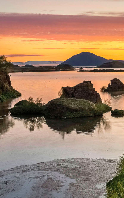 iceland north east lake myvatn sunset rth