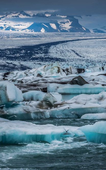 south east iceland vatnajokull behind jokulsarlon lagoon rth