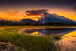 alberta vermillion lakes sunset mt norquay banff np istk