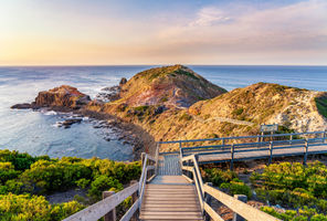 australia boardwalk to pulpit rock sea stack mornington peninsula istk