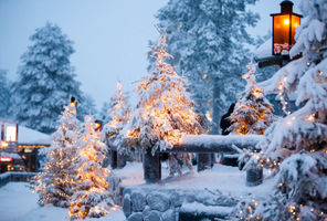 finland atmospheric lights at santa claus village rovaniemi astk