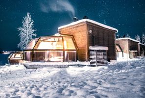 finnish lapland ranua arctic glass igloo starry sky