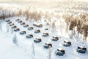 finnish lapland ranua arctic glass igloos aerial