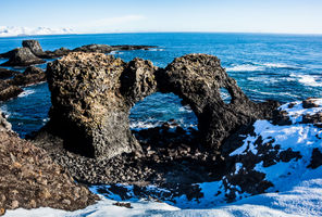 iceland snaefellsnes arnarstapi rock arch winter istk