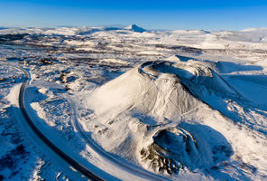 iceland west grabrok crater winter aerial istk