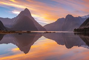 new zealand sunset at milford sound istk