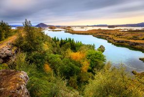 north iceland lake myvatn view autumn istkt