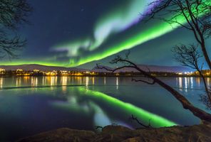 northern norway aurora over lake prestvannet tromso istk