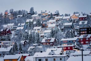 northern norway tromso houses on hillside winter istk