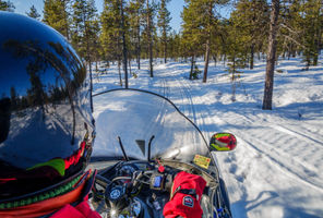 sweden lapland snowmobile forest pov icehotel rth