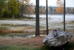 swedish lapland autumnal morning frost beside rane river valley gr