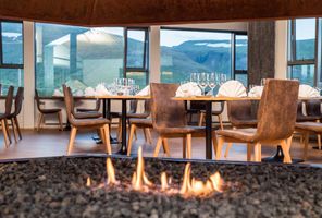 west hotel husafell dining area restaurant fire detail