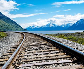 Rail track alongside Turnagain Arm
