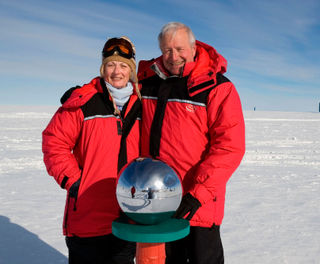 antarctica south pole marker couple ani