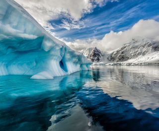 antarctica spectacular blue iceberg reflected istk