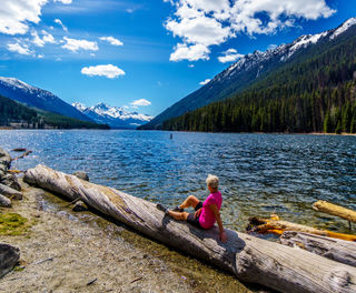 canada british columbia duffey lake resting hiker adstk