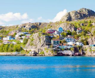 canada newfoundland st johns buildings along cliffs istk