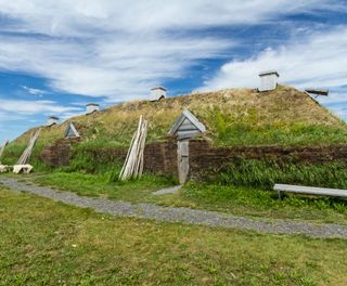 canada newfoundland viking longhouse at l anse aux meadows istk