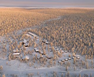 finland muotka from air low sun