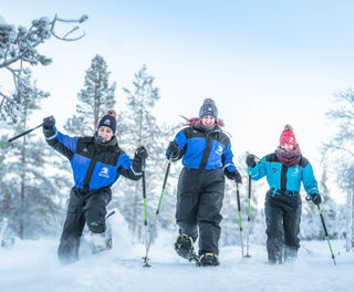 finnish lapland snowshoeing fun inari