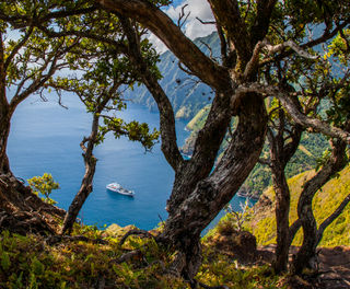 french polynesia marquesas ship in bay aranc