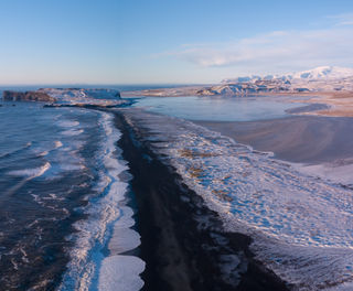 iceland south reynisfjara winter beach view istk