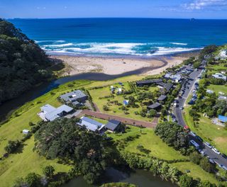 new zealand coromandel aerial view hot water beach istk