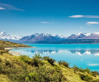 new zealand lake pukaki mt cook glacier istk