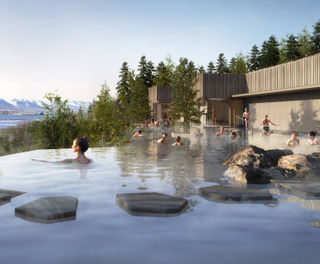 north iceland forest lagoon bathing render