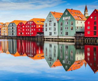 norway trondheim wharf colourful buildings istk