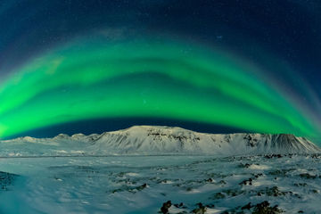 Aurora in crescent shape in Iceland