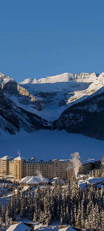 alberta fairmont chateau lake louise hotel winter aerial