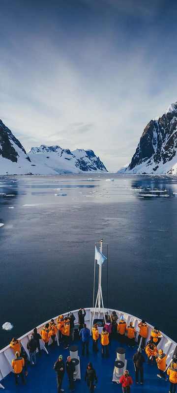 antarctic peninsula view from bow cruising through channel qe