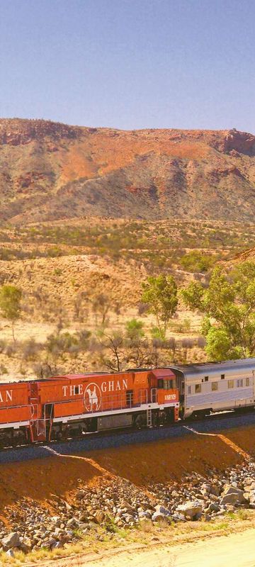 australia the ghan train rolling through the outback