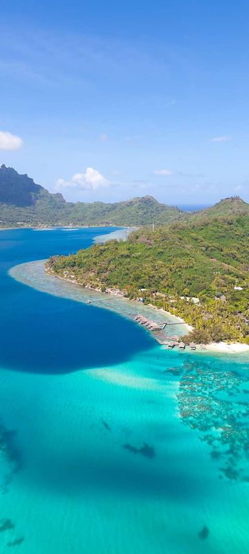 bora bora aerial view of lagoon istk