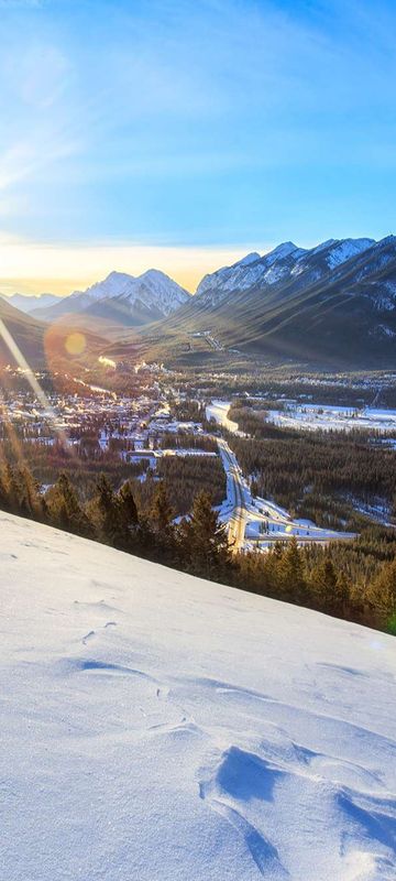 canada alberta sunrise over banff winter istk