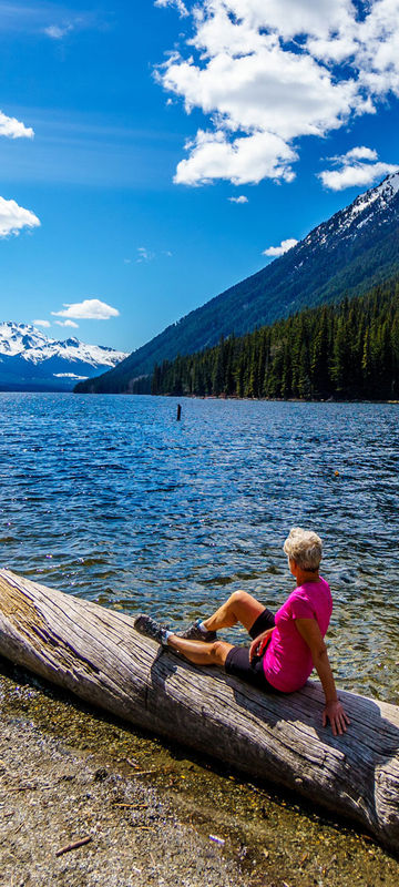 canada british columbia duffey lake resting hiker adstk