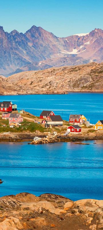 east greenland kulusuk houses on shoreline istk