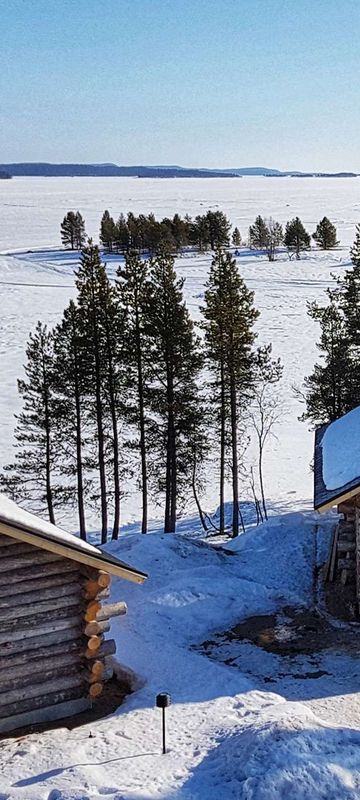 finnish lapland outside inari log cabin