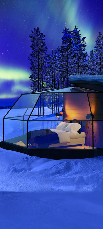 finnish lapland ranua igloo exterior aurora view rwp