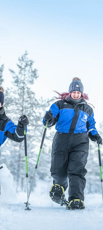 finnish lapland snowshoeing fun inari