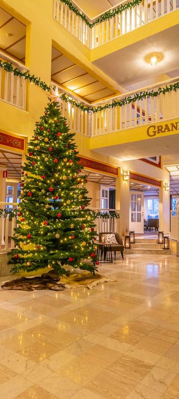 grand arctic hotel lobby christmas