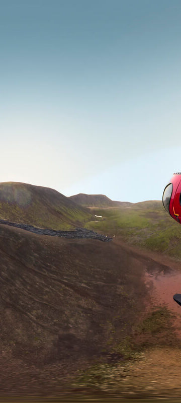 iceland fish eye view of helicopter over fagradalsfjall eruption rth sigurdsson