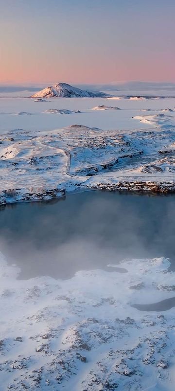 iceland north east lake myvatn frozen landscape rth