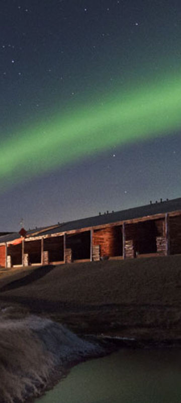 iceland northern lights over hotel ranga