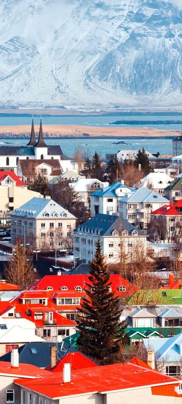 iceland reykjavik city rooftops winter istk