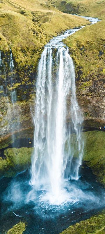iceland seljalandsfoss drone view istk
