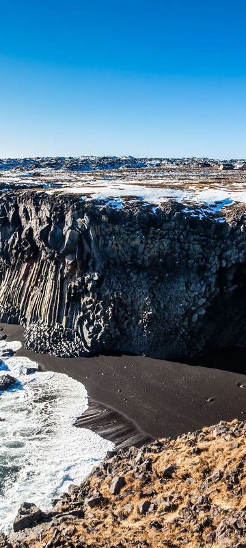 iceland snaefellsnes arnarstapi cliffs winter istk